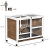 Indoor Wooden Rabbit Hutch with Wheels,Waterproof Cage with Clear Front Tray and Top Access for 1 to 2 Rabbits - LAOTIES - 3 of 4