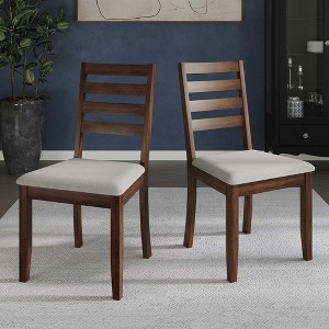 ChaletPosh Wooden Dining Chair With Warm Grey Cover (Set of 2) - 1 of 4