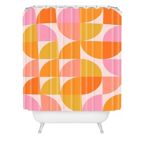 June Journal Mid Century Modern Geometry Shower Curtain Orange - Deny Designs: Polyester Microfiber, Machine Washable, Buttonhole Top - 1 of 3