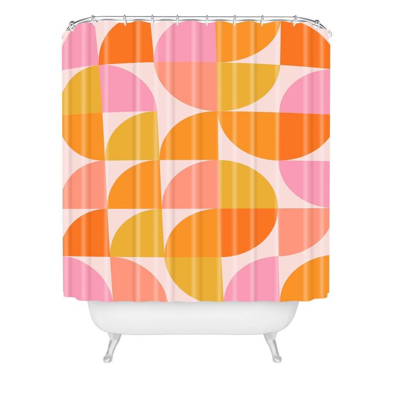 June Journal Mid Century Modern Geometry Shower Curtain Orange - Deny Designs, 1 of 5
