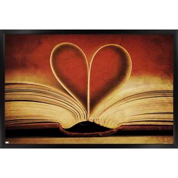 Trends International Tom Quartermaine - Book Pages in Heart Shape Framed Wall Poster Prints