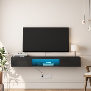 NicBex TV Stand for 65 Inch TV with Open Shelves and 2 Cabinets,TV Entertainment Center with LEDs,Modern TV Console Table for Living Room - 1 of 4