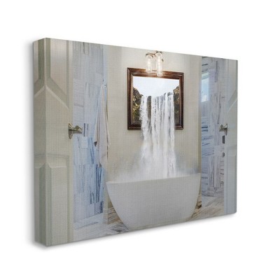 Stupell Industries Bathtub Waterfall Abstract Bathroom Photograph