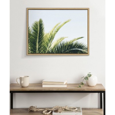 Tropical Palm Under Blue Sky Framed Canvas Print, 18x24, Natural