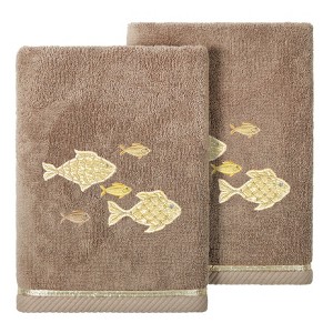Linum Home Textiles 100% Turkish Cotton FIGI Embellished Towel Set - 1 of 4