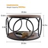 Bekrvio 31.5" 2 Tier Industrial Round Coffee Table, Modern Round Wood Coffee Table with Sturdy Circle Metal Frame for Living Room, Walnut - 2 of 4