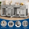 71" Double Dog Crate Furniture with 3 Storage Drawers | Wooden TV Stand & Pet Kennel with Removable Divider - 4 of 4
