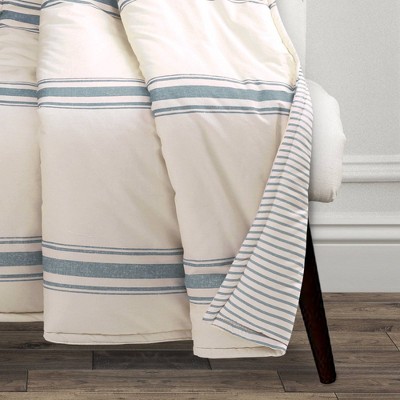 Farmhouse Stripe Luxe Cotton 30"x16" Pet-Friendly Reversible Throw
