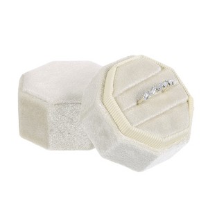 Unique Bargains Velvet Octagon Wedding Ring Jewelry Gift Display Holder Box - 1 of 4