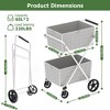 NAYSAYE Foldable Shopping Dolly Heavy Duty Utility Cart with Double Basket Two Layers for Groceries and Laundry, White, 43.3"*20.8"*2.9" - 4 of 4