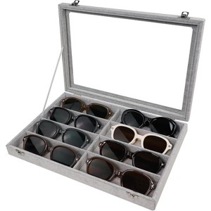 30-Grid Velvet Jewelry Tray with Clear Lid, Stackable Display Case with Removable Organizer - 1 of 4