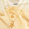 Clotth Titanium Steel Double-Layered Starfish Shell Beachy Necklace with 18K Gold Plating for Women - Vacation Boho Dainty Stackable Layered Choker - 4 of 4