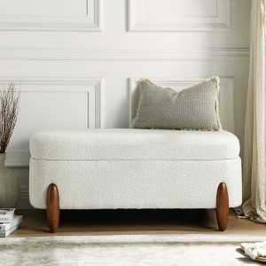 ATJafurn Beige Ottoman bench with storage and seat cushion, suitable for bedrooms, living rooms, and entrance passages - 1 of 4