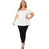 Agnes Orinda Women's Plus Size Square Neck Short Sleeve Ribbed Textured Peplum Babydoll Blouses - 3 of 4