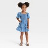 Toddler Girls' Short Sleeve Chambray Dress - Cat & Jack™ Blue - 3 of 3
