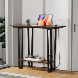 VECELO Couch Side & Console Table with 2 Outlets, 2 USB Ports and Extra Long 9.8 Feet Power Code, Sofa Behind - 1 of 4