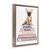 Stupell Industries Watercolor Bookstack French Bulldog Floating Frame Canvas Art, Brown, 17" x 21" - 2 of 4