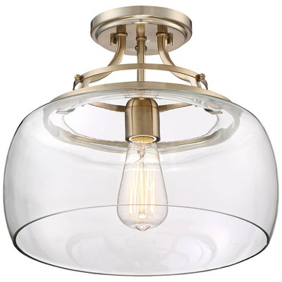 Charleston Brass and Clear Glass Drum Semi Flush Mount