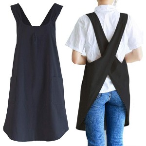Cook with Style: Unisex Japanese Linen Crossback Apron - Charming Design with Convenient Pockets for an Enjoyable Baking Experience - 1 of 4