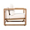 Solid Acacia Wood Outdoor Club Chair with White Cushions, Wide Seat Patio Armchair for Porch or Balcony-Baofuwish - 3 of 4