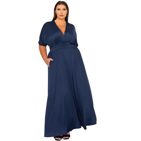 L I V D Women s Raffi Pocket Empire Waist Maxi Dress Navy 3X