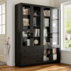 FUFU&GAGA Black Bookcase with Glass Doors: Multi - color Lighting & Ample Storage Space Closet Organizer Glass Display Cabinet - 2 of 4