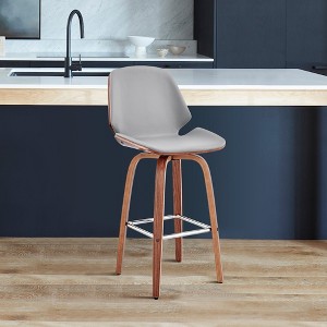 Armen Living Arabela Bar Stool Gray and Walnut 26in. Seat Height - 1 of 4