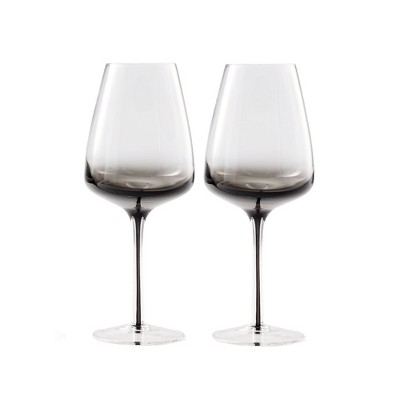 Hotel Collection Smoke Stem Wine Glasses - Stylish Tinted Long Stem Wine Glasses