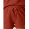 cheibear Women's Casual Pullover Short Sleeve Sleepshirt with Shorts Waffle Pajama Sets - 4 of 4