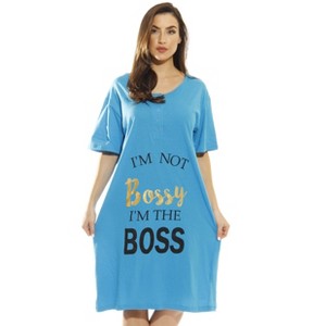 Just Love Short Sleeve Nightgown Oversized Screen Print Sleep Dress for Women - 1 of 2