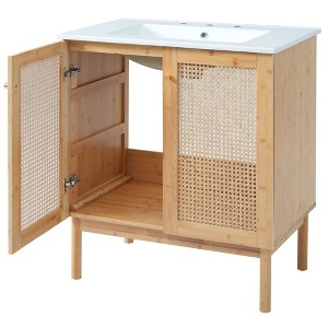 Dexmalle 30-inch Bathroom Vanity with Rattan Doors and Soft-Closing Mechanisms - 1 of 4