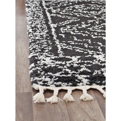 CosmoLux Black and White Shag Moroccan 5' x 7' Area Rug