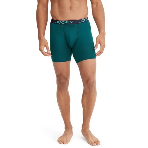 Jockey Men's Chafe Proof Pouch Microfiber H-Fly 6 Boxer Brief L Deep Lagoon