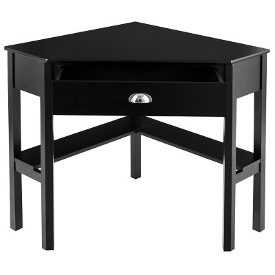 Tangkula Corner Computer DeskTable Wood Workstation BlackWhite