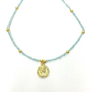 Slickblue 12" Glass Bead and Brass Necklace with 2" Extender - 3 Color Options - 1 of 4