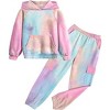 Arshiner 2 Pieces Girls Outfits Tie Dye Sweatsuits Pant Set Long Sleeve Athletic Sweatshirts and Sweatpants with Pockets - 2 of 4