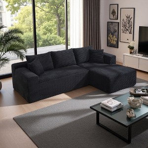 L-Shaped Sectional Sofa with Memory Foam, Right-Facing Oversized Chaise - 1 of 4