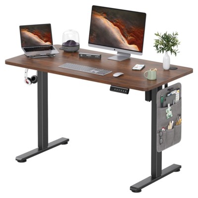 FURNIinspire Desks, Standing Desk Adjustable Height Sit Stand Home Office Desk, Brown, 4.59"*1.97"*3.90"