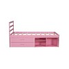 NicBex Twin Wood Platform Bed Frame with Removable Shelves and 2 Storage Drawers,Soild Wood Bed Frame with Headboard,Easy Assembly,Pink - 4 of 4
