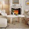 Hommoo Modern Cloud Coffee Table with 4 Fluted Cylindrical Legs White - 4 of 4