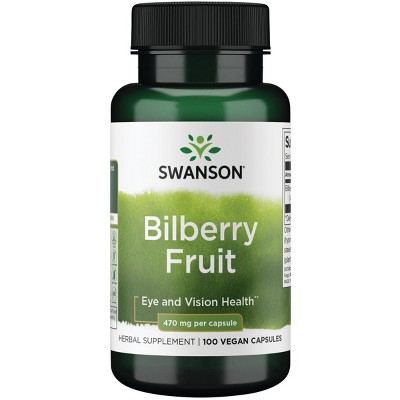 Swanson Bilberry Fruit 470 mg 100 Capsules.
