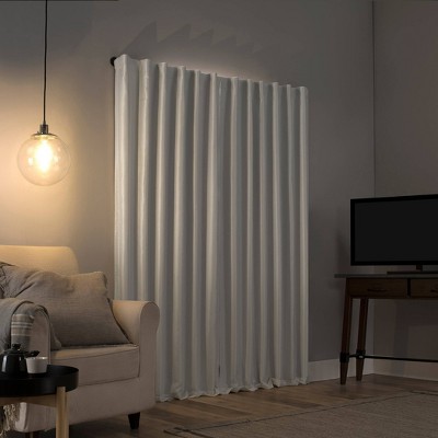 Pearl White Faux Silk Blackout Curtain Panel with Back Tab