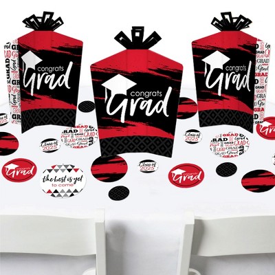 Big Dot of Happiness Red Grad - Best is Yet to Come - 2025 Red Graduation Party Decor and Confetti - Terrific Table Centerpiece Kit - Set of 30
