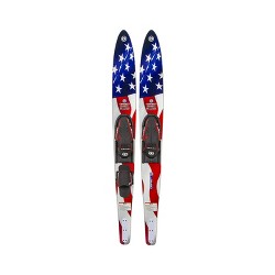 Rave Sports Pure Combo Water Skis – 67" Adult Skis For Beginners To Pros, Adjustable Bindings, Black/Blue