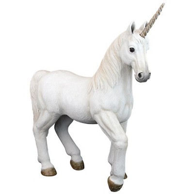 Mystical White Resin Unicorn Garden Statue, 16 Inches