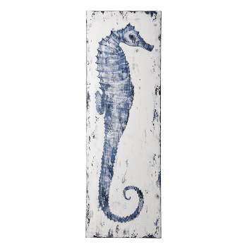 Anglo Rustic Seahorse Coastal Handmade Oil Painting Unframed Wall Canvas - StyleCraft