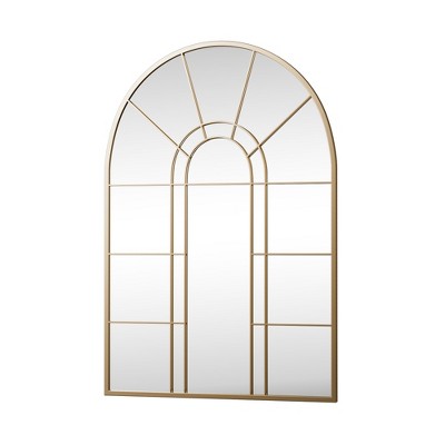 Lirago Luxury Gold Double Arch Panel Wall Mirror Tempered Glass Safety Mirror Light Luxury Style 0.78" D x 28" W x 41" H