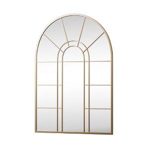 Lirago Luxury Gold Double Arch Panel Wall Mirror Tempered Glass Safety Mirror Light Luxury Style 0.78" D x 28" W x 41" H - 1 of 4