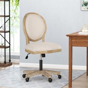 Swivel Office Chair with Rolling Caster and Height Adjustment,French Country Office Chair,Wooden Chair for Home Workspace-Cuddlewood - 1 of 4