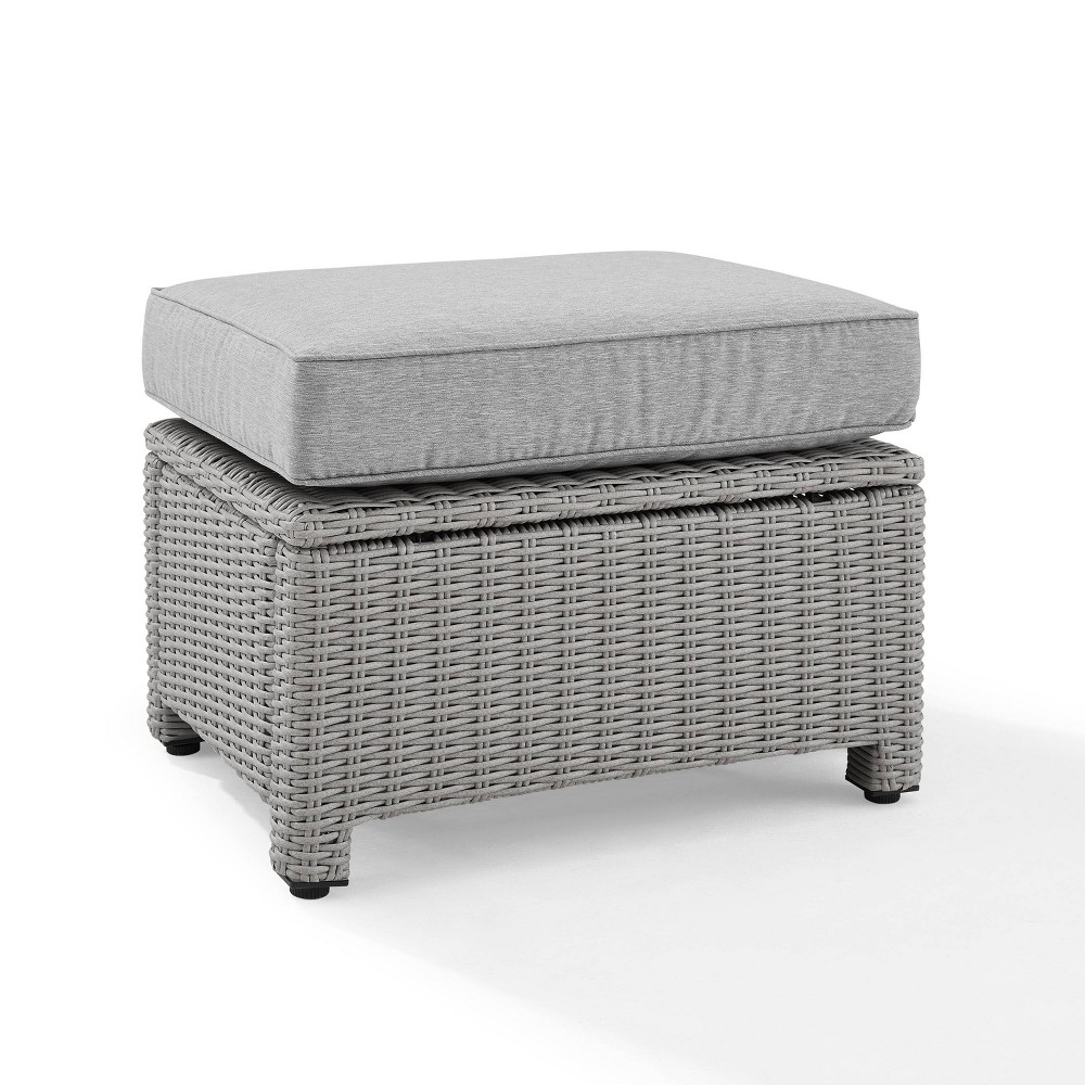 Bradenton Outdoor Wicker Ottoman Gray Gray Crosley